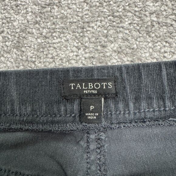 Talbots Petites Pull On Corduroy Pants Womens P Dark Gray Straight Leg Casual - Picture 4 of 10